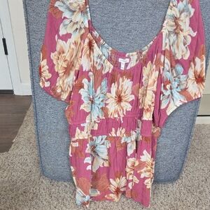 Maurices Floral Blouse - Pink and Cream